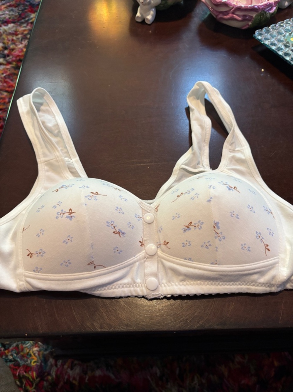 White Floral Front-Closure Comfort Bra NWOT
